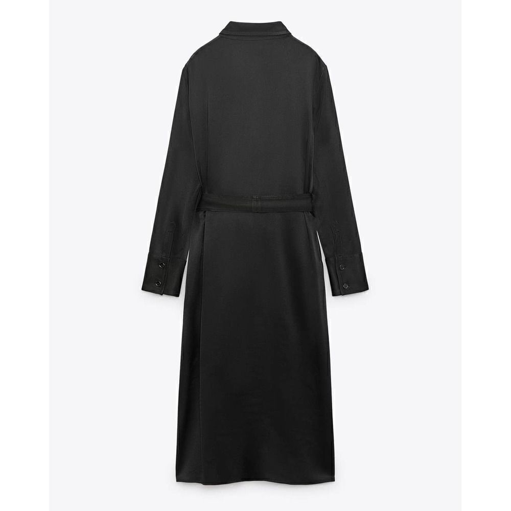 ZARA SATIN EFFECT SHIRT DRESS NEW VISCOSE - Picture 4 of 5